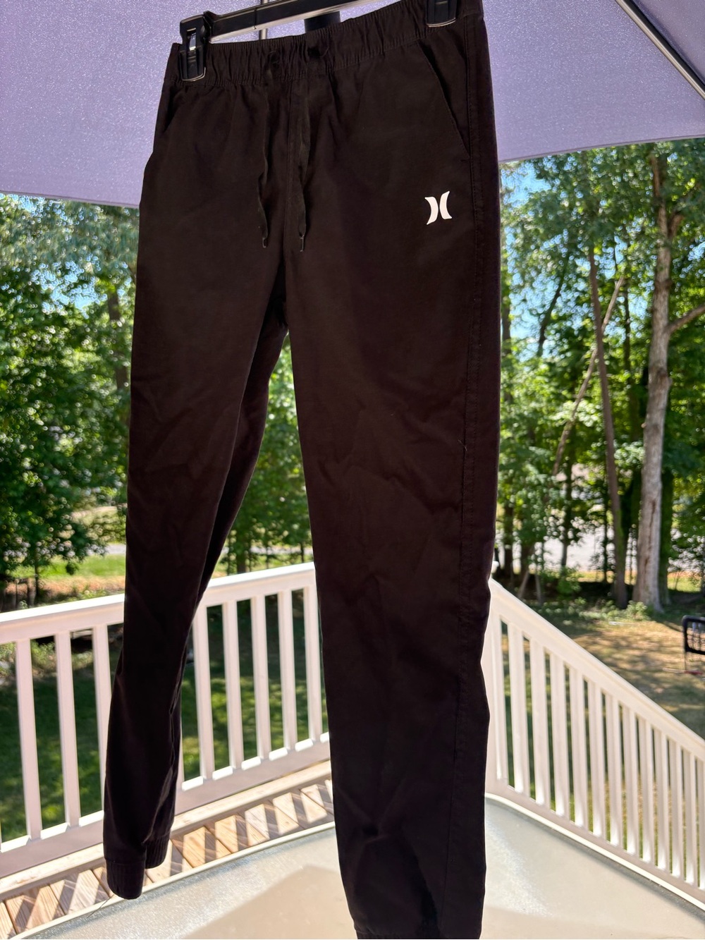Hurley Black Joggers with White Logo Accent
